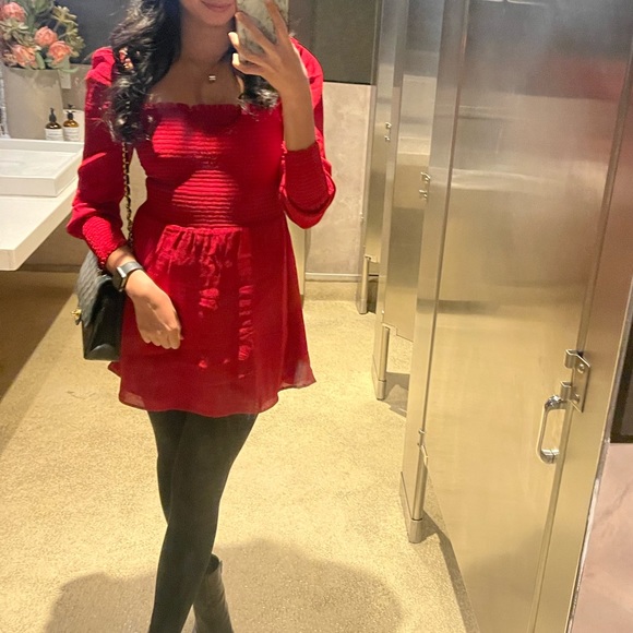 Reformation Red Long Sleeved Dress Size Small - Picture 6 of 6